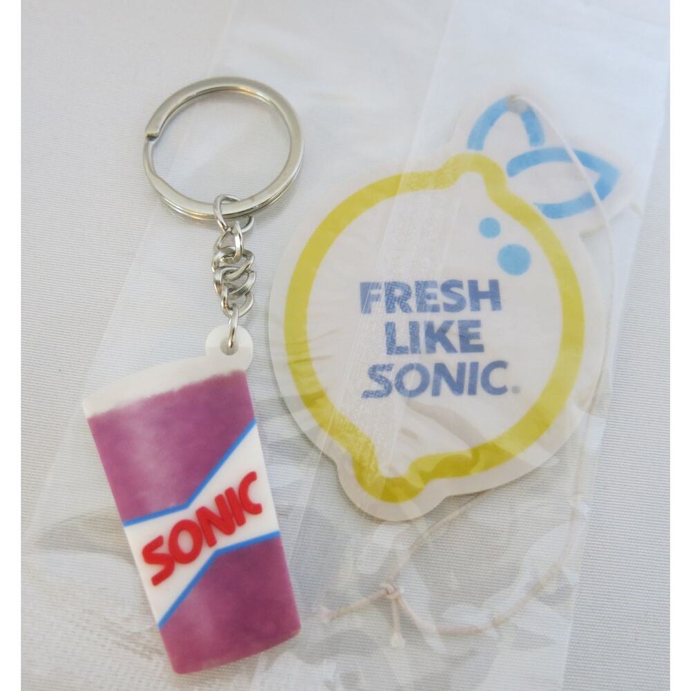 Sonic Drive In NEW Blueberry Lemonade Keychain and Air Freshener Promo Merch
